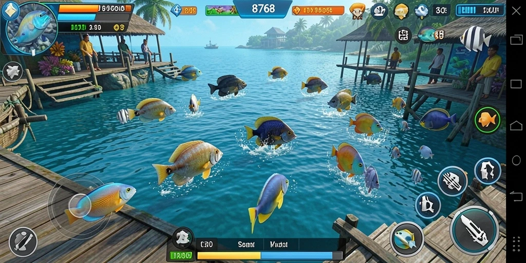 Gameplay seru menembak ikan di 8768.