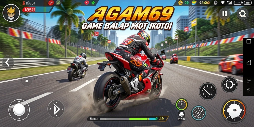 Gameplay balap motor yang mendebarkan dan penuh aksi.