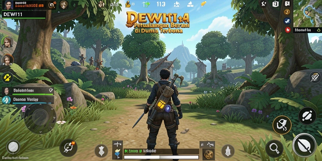 Tangkapan layar dari gameplay DEWI11 menampilkan keindahan dunia terbuka.