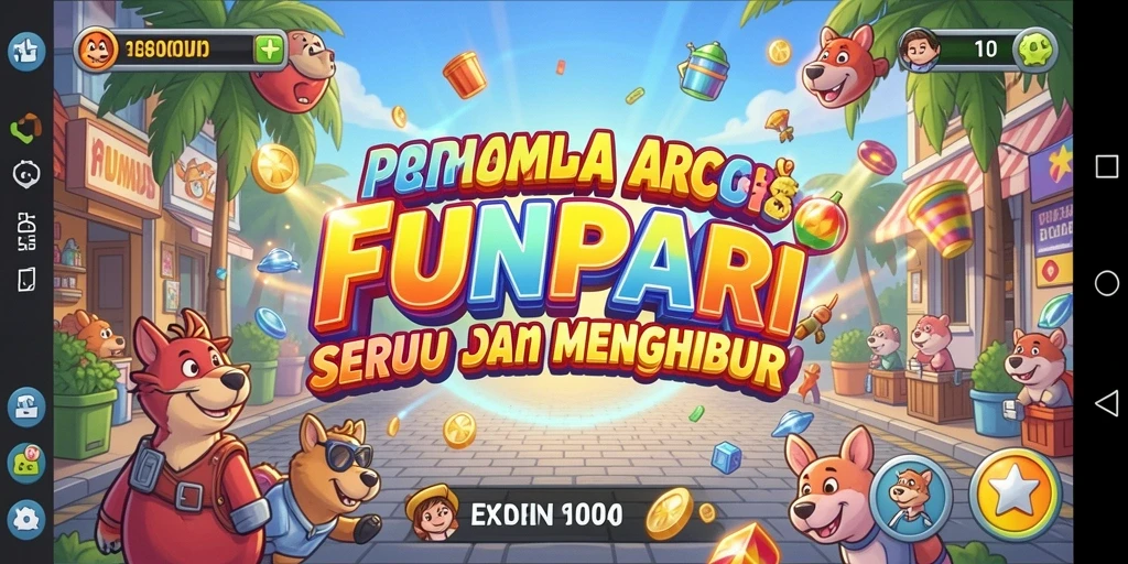 Tangkapan layar menunjukkan gameplay menarik FUNPARI dengan warna-warna cerah.