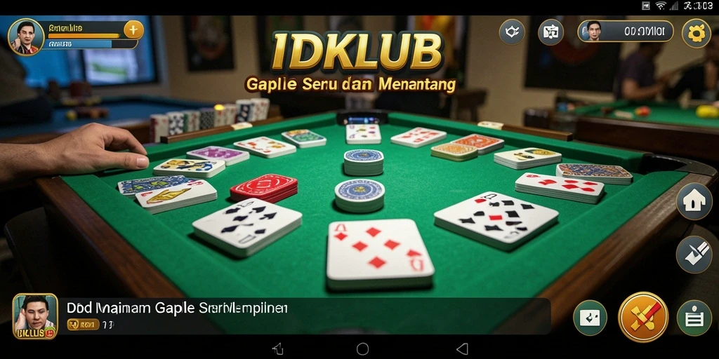 Screenshot IDKLUB menampilkan gameplay Gaple yang menarik dan interaktif.