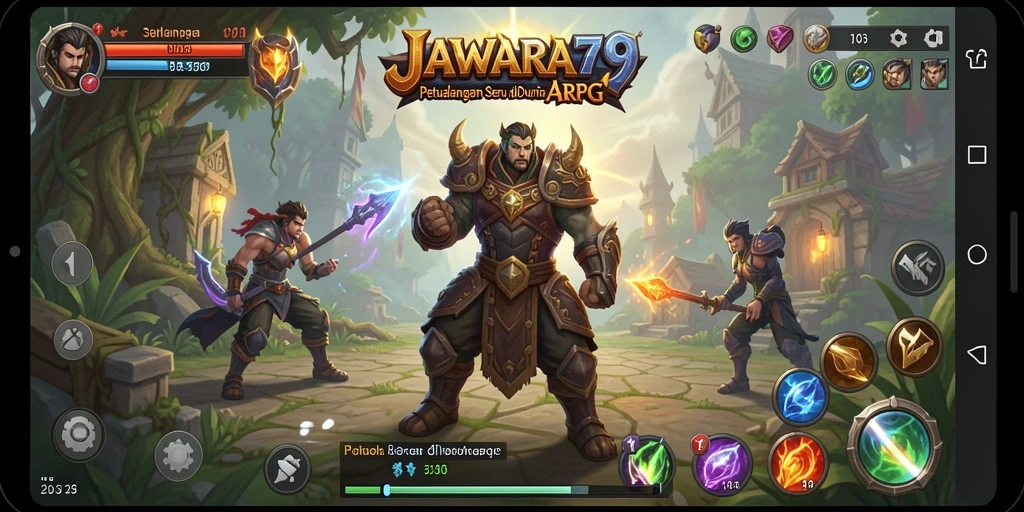 Screenshot JAWARA79 menampilkan aksi pertarungan epik di dunia ARPG.
