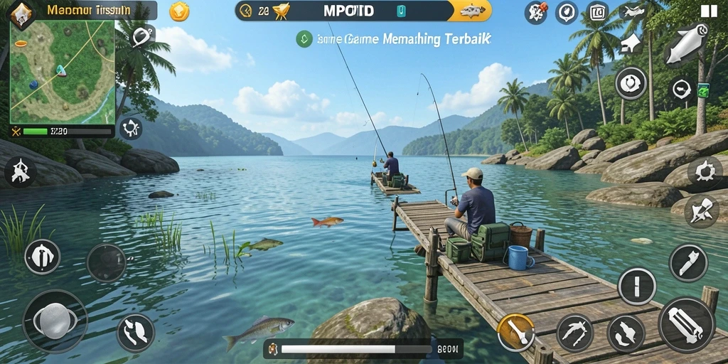 Tampilan gameplay MPOID dengan aksi memancing yang seru dan grafis memukau.