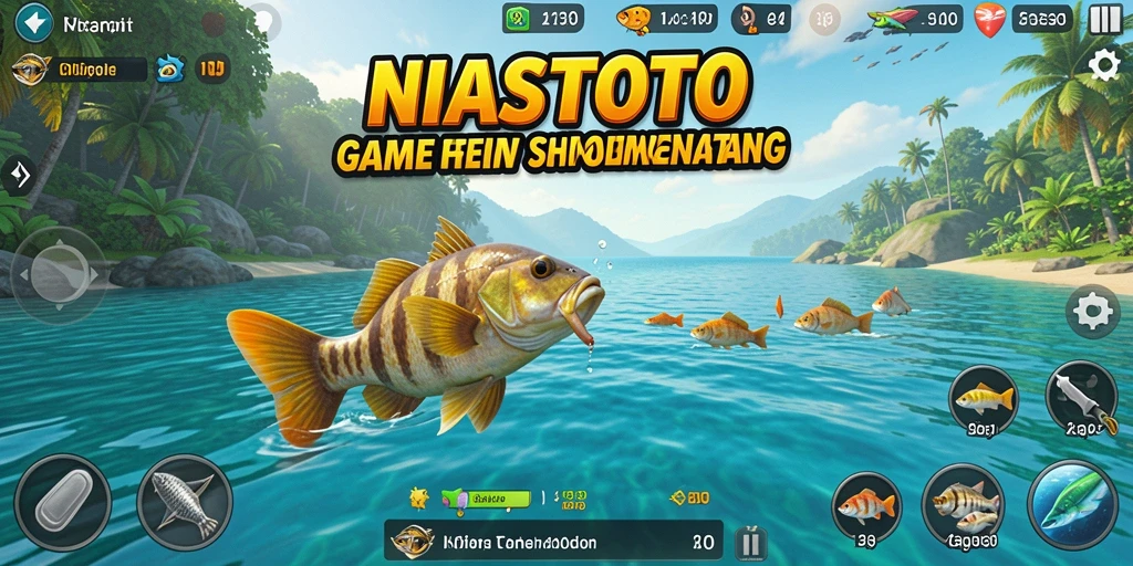 Screenshot gameplay NIASTOTO dengan aksi memancing yang seru.