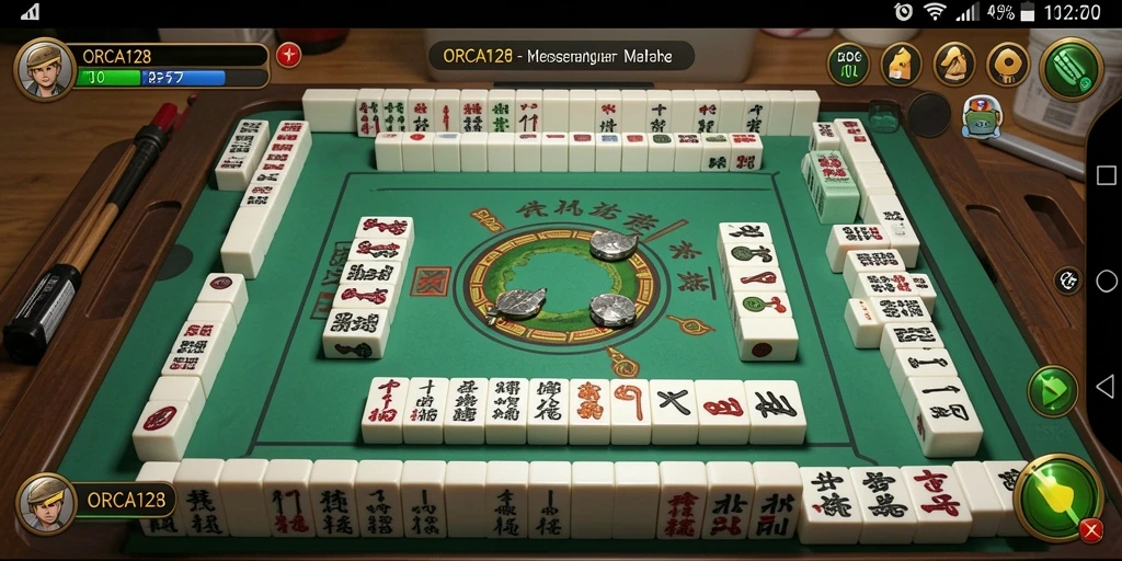 Tampilan gameplay ORCA128 yang seru dan menantang di Mahjong.