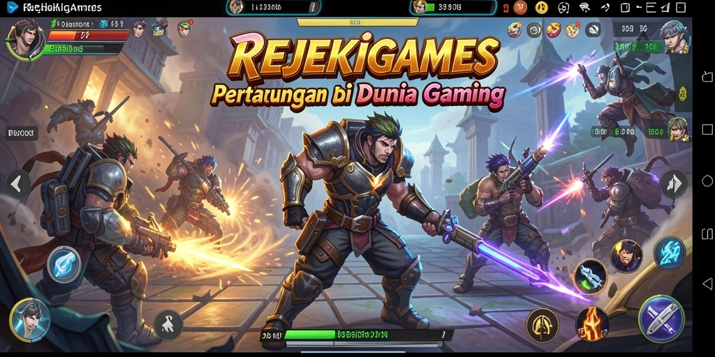 Screenshot utama menampilkan aksi pertarungan seru dari REJEKIGAMES.