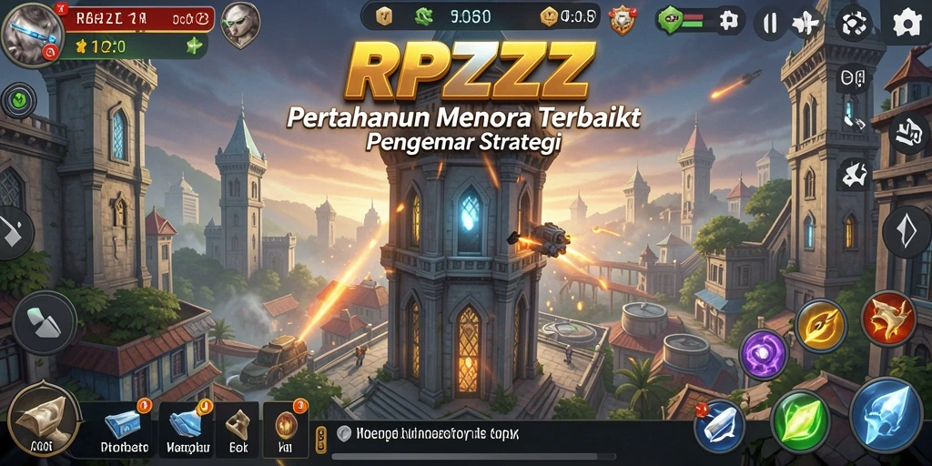Screenshot RPZZZ menampilkan aksi seru dalam permainan Tower Defense.