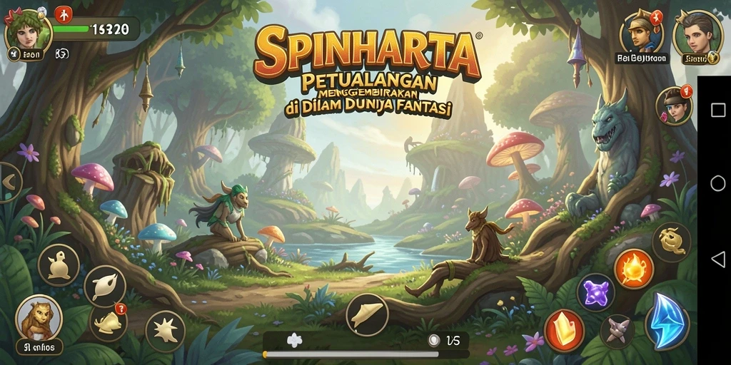 Tampilan gameplay SPINHARTA yang menawan dan imersif.