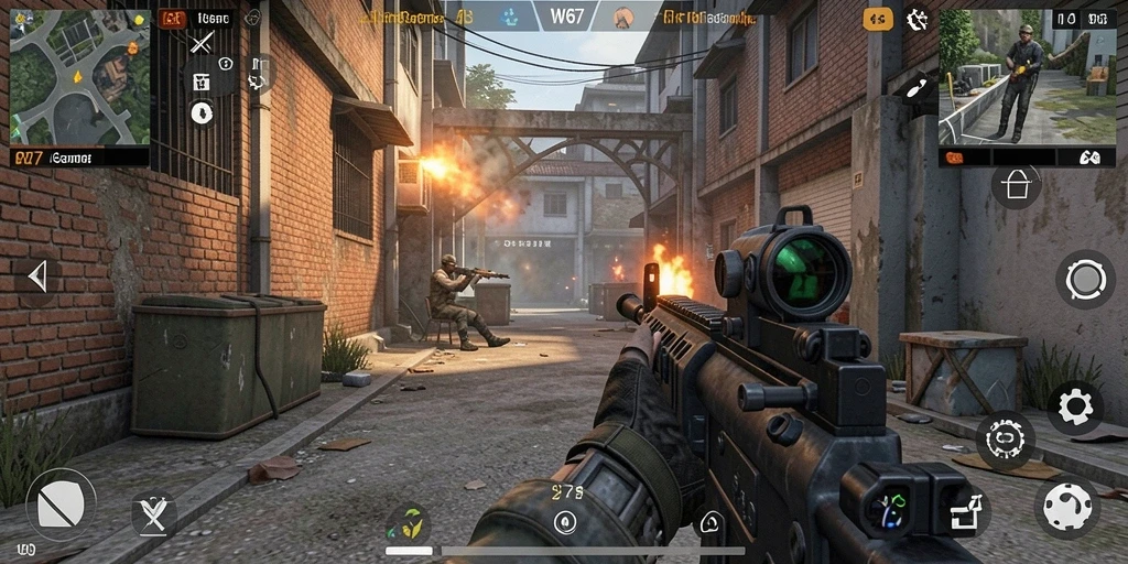 Screenshot W67 menampilkan aksi gameplay FPS yang seru dan mendebarkan.